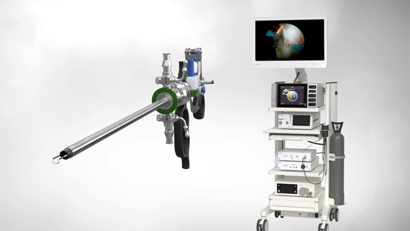 Complete system for hysteroscopy, cystoscopy, and resections with VIRON 1 full HD imaging system and VIO 3 electrosurgical unit.